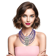 Collar de ágata morada de 7 vueltas