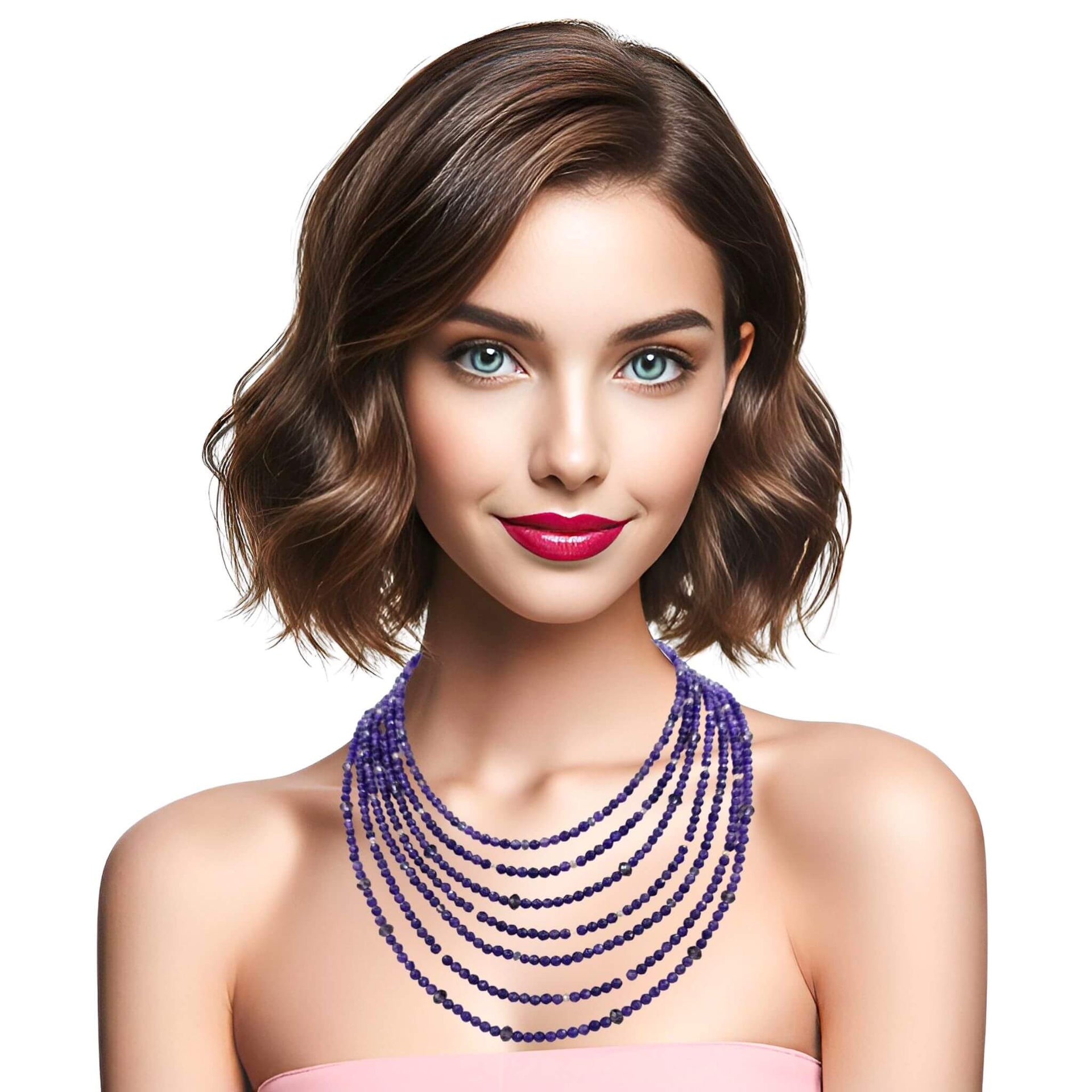 Collar de ágata morada de 7 vueltas