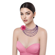 Collar de ágata morada de 7 vueltas