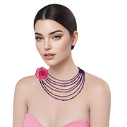Collar de ágata morada de 7 vueltas