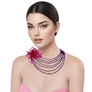 Collar de ágata morada de 7 vueltas