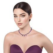 Collar gargantilla de ágata morada y 3 lágrimas de cristal