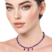 Collar gargantilla de ágata morada y 3 lágrimas de cristal