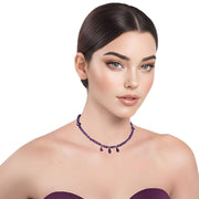 Collar gargantilla de ágata morada y 3 lágrimas de cristal