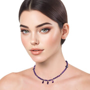 Collar gargantilla de ágata morada y 3 lágrimas de cristal