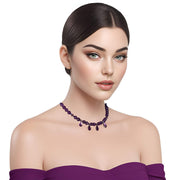 Collar gargantilla de amatistas y 4 lágrimas de cristal colgantes