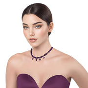 Collar gargantilla de amatistas y 4 lágrimas de cristal colgantes