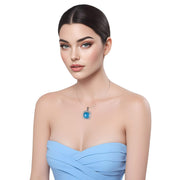 Collar colgante de plata de ley con jade blanco y cuarzo azul turquesa