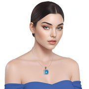 Collar colgante de plata de ley con jade blanco y cuarzo azul turquesa