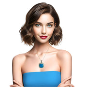 Collar colgante de plata de ley con jade blanco y cuarzo azul turquesa