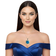 Collar colgante de plata de ley con jade blanco y cuarzo azul turquesa