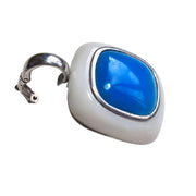 Collar colgante de plata de ley con jade blanco y cuarzo azul turquesa