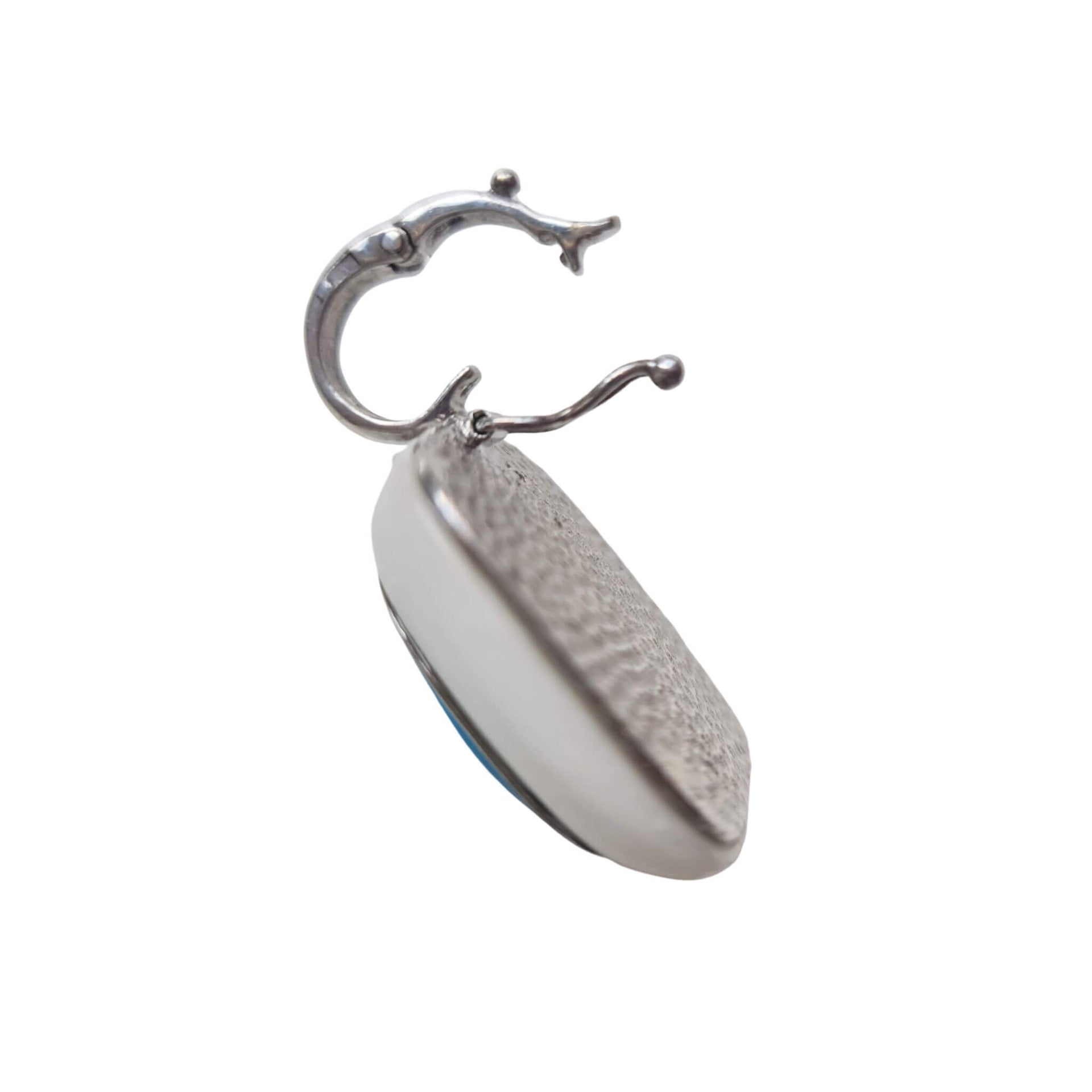 Collar colgante de plata de ley con jade blanco y cuarzo azul turquesa