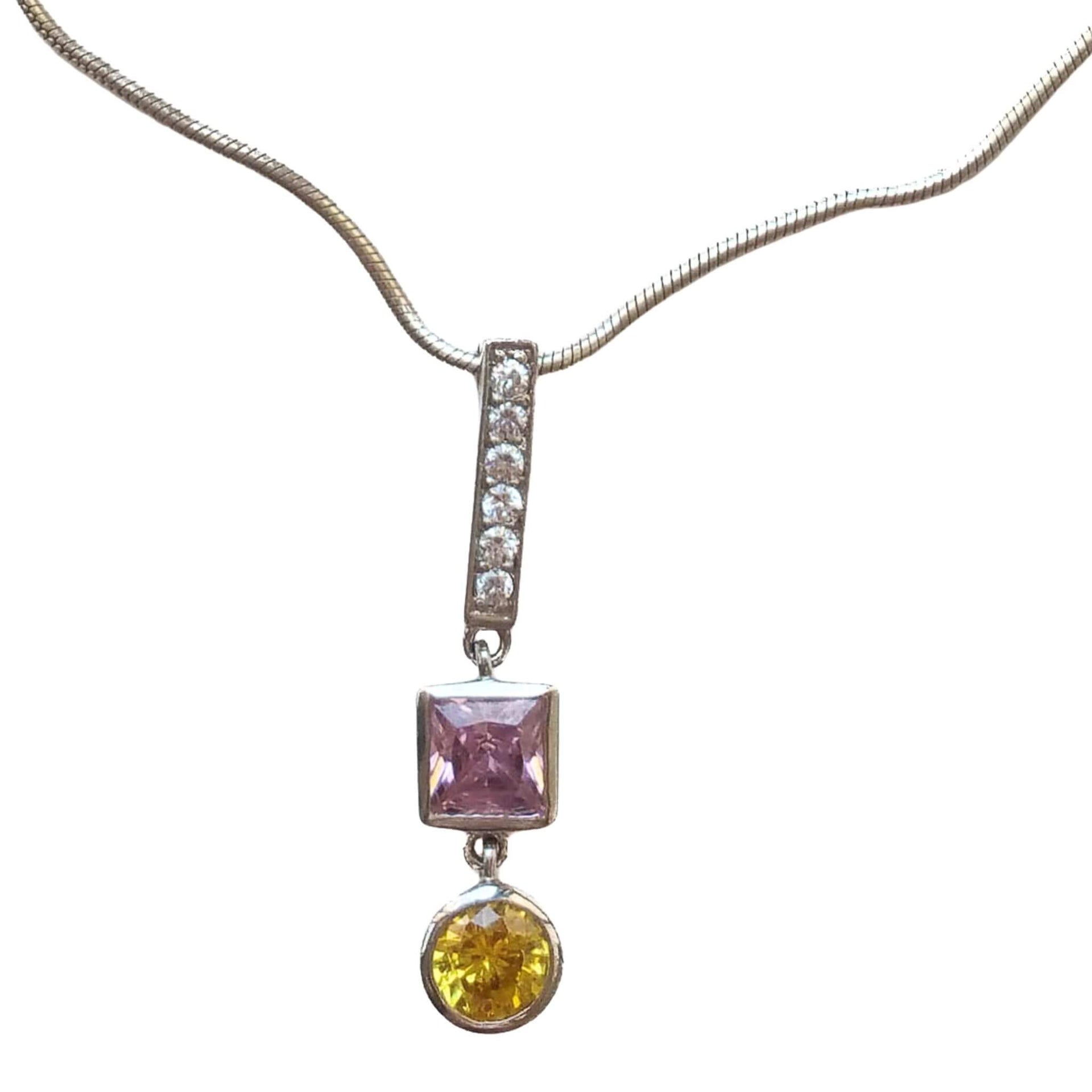 Collar Colgante de plata de ley con circonitas tricolor