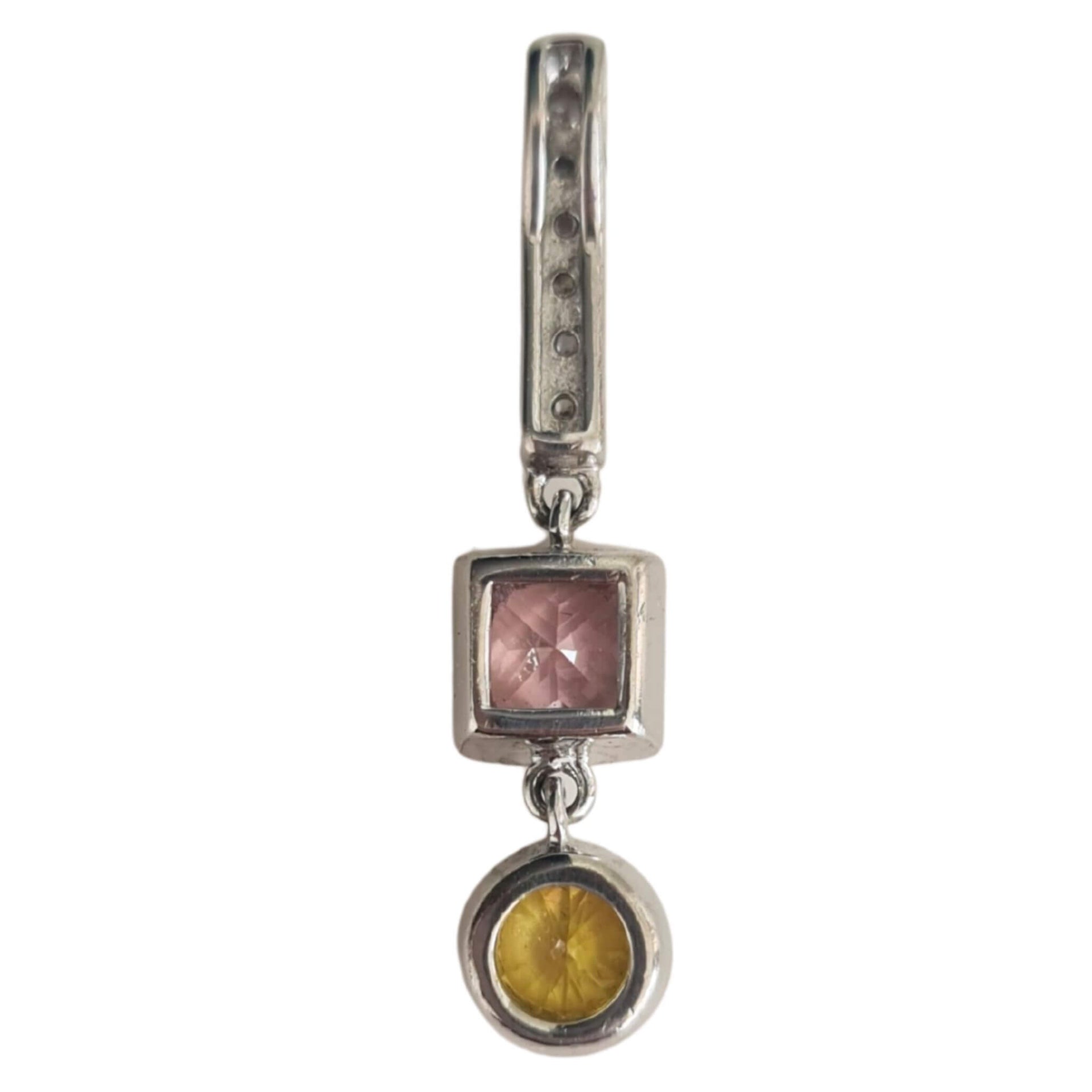 Collar Colgante de plata de ley con circonitas tricolor