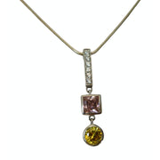 Collar Colgante de plata de ley con circonitas tricolor