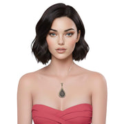 Colgante lágrima de plata de ley con circonitas blancas y brillantes lilas