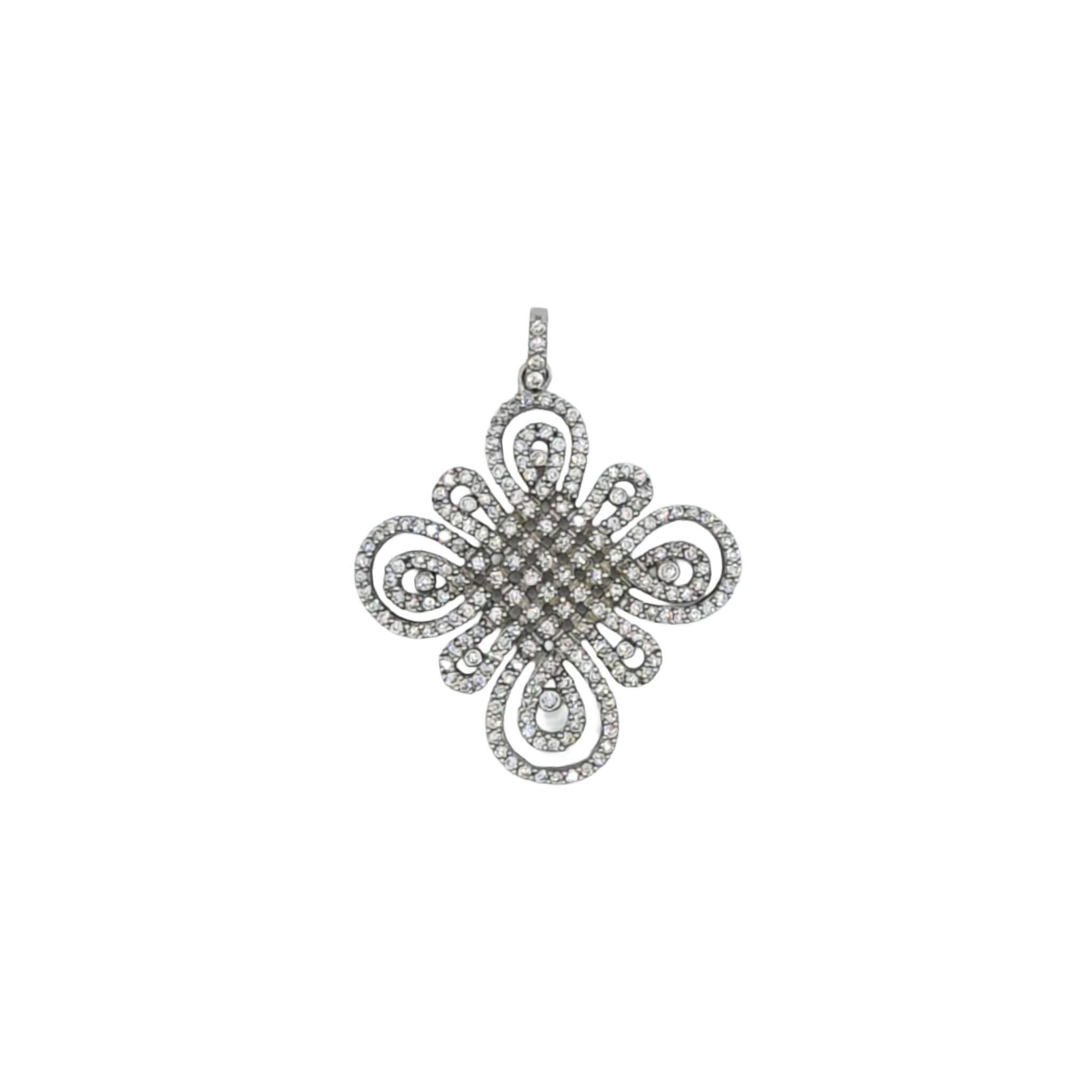 Colgante cruz entrelazada de plata de ley con circonitas blancas