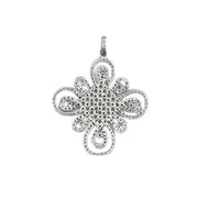 Colgante cruz entrelazada de plata de ley con circonitas blancas