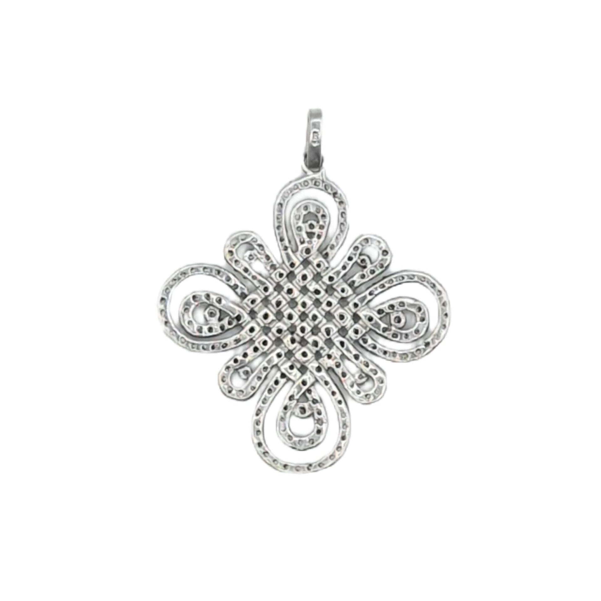 Colgante cruz entrelazada de plata de ley con circonitas blancas