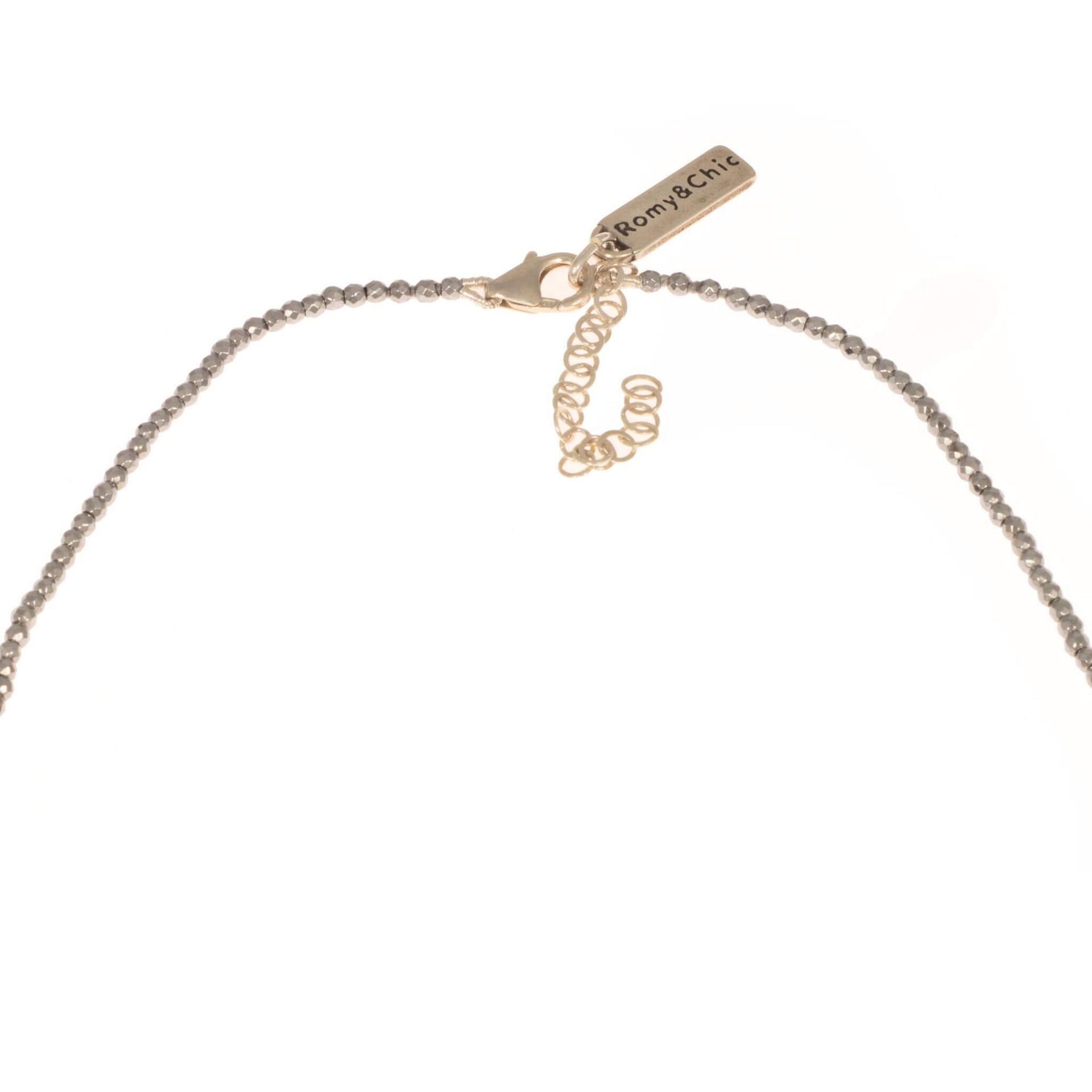 Collar de hematite plata y bola central labrada en plata de ley