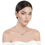 Collar de hematite plata y bola central labrada en plata de ley