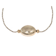 Collar de hematite plata y pieza y huevo oval central de plata de ley