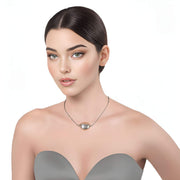 Collar de hematite plata y pieza y huevo oval central de plata de ley