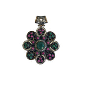 Colgante de plata de ley con piedras semipreciosas de esmeraldas y rubíes
