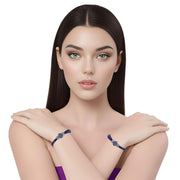 Pulsera de cuero morado y brillantes de cristal morado