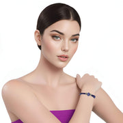 Pulsera de cuero morado y brillantes de cristal morado