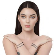 Pulsera de cuero sintético trenzado gris y rondelles de strass