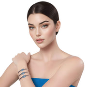 Pulsera de cuero chocolate y central de brillantes de cristal azul