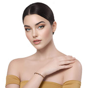 Pulsera de cuero sintético trenzado dorado y rondelles
