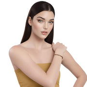 Pulsera de cuero sintético trenzado dorado y rondelles