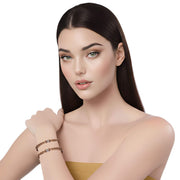 Pulsera de cuero sintético trenzado dorado y rondelles