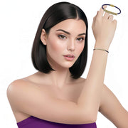 Pulsera de cuero morado con pieza dorada de brillantes de strass