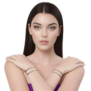 Pulsera de cuero morado con pieza dorada de brillantes de strass