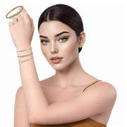 Pulsera de cuero oro rosa con pieza dorada de brillantes de strass