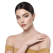 Pulsera de cuero oro rosa con pieza dorada de brillantes de strass