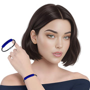 Pulsera de cuero negro y tubo de strass azulón