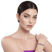 Pulsera de granate facetado y central de cristal fino morado