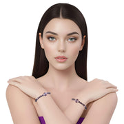 Pulsera de granate facetado y central de cristal fino morado
