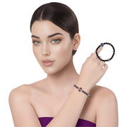 Pulsera de granate facetado y central de cristal fino morado