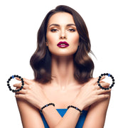 Pulsera de aventurina azul y central de brillantes de cristal celeste