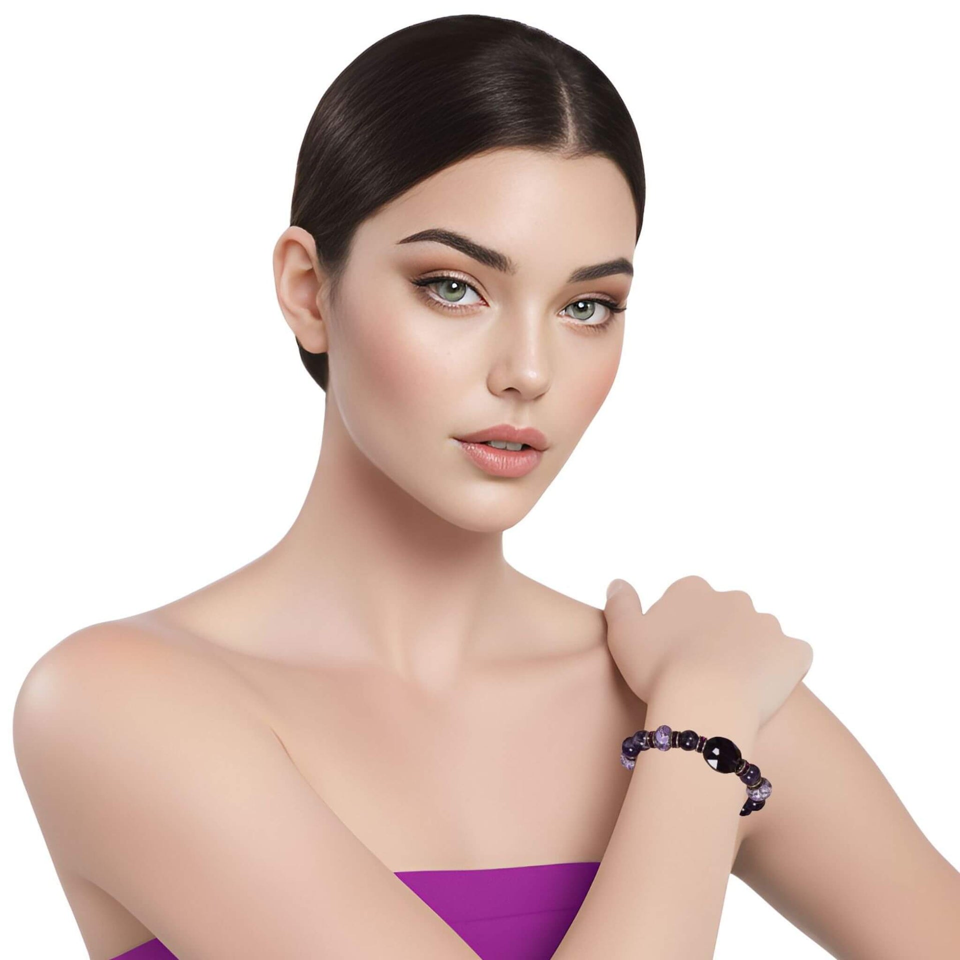 Pulsera de amatista morada y concha lila