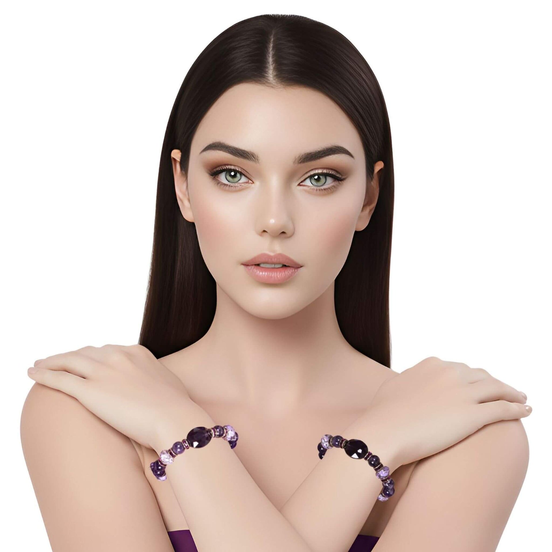 Pulsera de amatista morada y concha lila