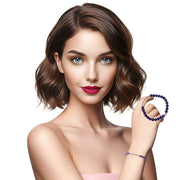 Pulsera de ágata morada y central de bolitas de plata