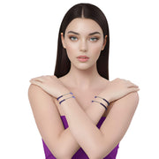 Pulsera de ágata morada y central de bolitas de plata