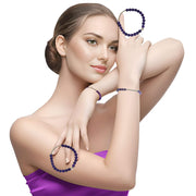 Pulsera de ágata morada y central de bolitas de plata